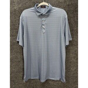 Izod Men's Light Blue Patterned Polo Shirt